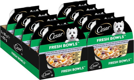 Produktbild von Cesar Fresh Bowls Hundefutter Ente in Sauce 10 x 85 g ohne Zucker und Konservierungsstoffe - 10 x 85 g