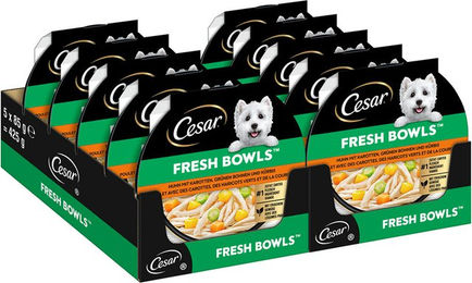Produktbild von Cesar Fresh Bowls Hundefutter Huhn in Sauce 40 x 85 g ohne Konservierungsstoffe und Zucker - 40 x 85 g