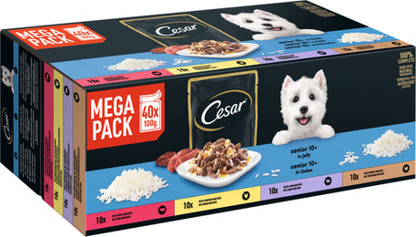 Cesar Hund Nassfutter Senior Stückchen in Gelee Getreidefrei ohne Zucker 40x100g - 40 x 100 g – Bild 1 von 7