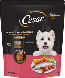 Produktbild von Cesar Hundefutter Adult mit Huhn, Lachs und Gemüse ohne Farb- und Aromastoffe 1,4 kg