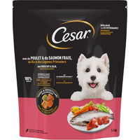 Produktbild von Cesar Hundefutter Adult mit Huhn, Lachs und Gemüse ohne Farb- und Aromastoffe 1,4 kg