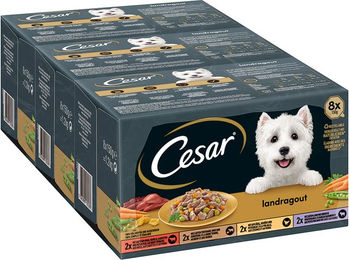 CESAR Hundefutter Landragout 4 Varietäten Rind Truthahn Geflügel Lamm Stückchen in Sauce Adult 64 x 150 g - 64 x 150 g – Bild 1 von 2