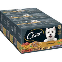 Produktbild von CESAR Hundefutter Landragout 4 Varietäten Rind Truthahn Geflügel Lamm Stückchen in Sauce Adult 64 x 150 g - 64 x 150 g