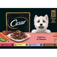Produktbild von Cesar Hundefutter Multipack 12x100g Pouch Stückchen in Sauce ohne Zucker