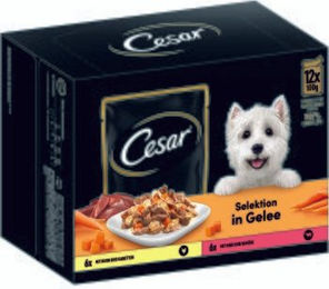 Cesar Hundefutter Multipack Stückchen in Gelee mit Huhn Karotten Rind und Gemüse 48x100g - 48 x 100 g – Bild 1 von 3