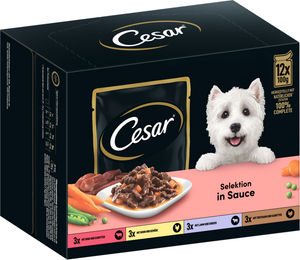 Cesar Hundefutter Multipack Stückchen in Sauce Rind und Huhn Adult 48 x 100g - 12 x 100 g – Bild 1 von 4