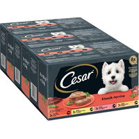 Produktbild von Cesar Hundefutter Pastete Klassiker Selektion für erwachsene Hunde ohne Zucker und künstliche Farbstoffe 3 x 8 x 150 g