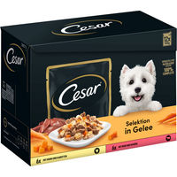 Produktbild von Cesar Hundefutter Selektion Stückchen in Gelee Huhn mit Karotten und Rind mit Gemüse 12x100g - 24 x 100 g