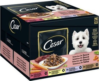 Cesar Hundefutter Stückchen in Sauce Multipack 24x100g für Adult ohne Zucker und Farbstoffe - 24 x 100 g – Bild 1 von 4