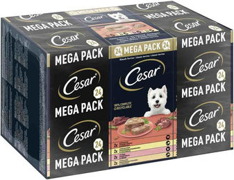 Cesar Hundepaté Klassik-Terrine Multipack 24 x 150 g mit Huhn und Rind ohne Zucker und Farbstoffe - 24 x 150 g – Bild 1 von 7