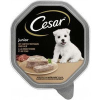 Produktbild von Cesar Junior Hundepaté mit Truthahn und Kalb für Welpen 14 x 150 g Schalen - 28 x 150 g