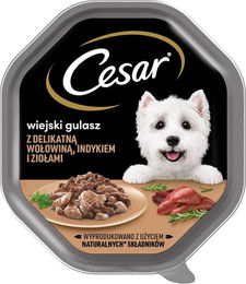 Cesar Landragout Nassfutter für ausgewachsene Hunde mit Truthahn und Rind in Sauce, 6 x 150g Schalen, getreidefrei und ohne Farb- sowie Aromastoffe - 6 x 150 g – Bild 1 von 5