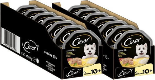 Cesar Nassfutter für Senioren Hunde Huhn mit Reis 14 x 150g ohne Zucker und Farbstoffe – Bild 1 von 2
