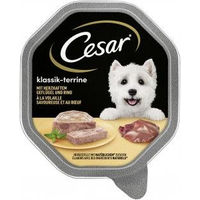 Produktbild von Cesar Nassfutter Klassik-Terrine mit Geflügel und Rind in Stücken für Hunde Adult 14 x 150 g ohne Zucker und Farbstoffe - 14 x 150 g