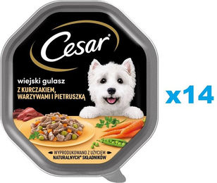 CESAR Nassfutter Stückchen in Sauce Huhn für ausgewachsene Hunde getreidefrei und glutenfrei 14x150g - 14 x 150 g – Bild 1 von 3