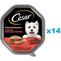 Produktbild von Cesar Nassvollnahrung für ausgewachsene Hunde Pastete mit Rind und Huhn ohne Zucker und Farbstoffe 14x150 g - 14 x 150 g