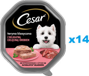 Produktbild von CESAR Nassvollnahrung für ausgewachsene Hunde Paté mit Kalb und Geflügel 14 x 150 g - 14 x 150 g