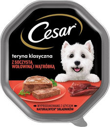 Produktbild von Cesar Nassvollnahrung Paté für ausgewachsene Hunde mit Rind und Huhn ohne Farb- und Aromastoffe sowie ohne Zucker 150 g - 6 x 150 g