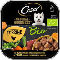 Produktbild von Cesar Natural Goodness Bio Hundepaté mit Huhn, Erbsen und Karotten, getreidefrei, 16x100g - 16 x 100 g