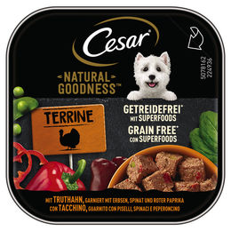Produktbild von Cesar Natural Goodness Getreidefreie Hundepaté mit Truthahn und Schwein für erwachsene Hunde 16 x 100 g - 16 x 100 g