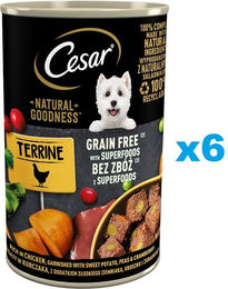 CESAR Natural Goodness Hundepaté Huhn mit Süßkartoffeln Erbsen und Preiselbeeren getreidefrei 6x400g - 6 x 400 g – Bild 1 von 7
