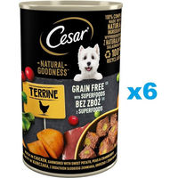 Produktbild von CESAR Natural Goodness Hundepaté Huhn mit Süßkartoffeln Erbsen und Preiselbeeren getreidefrei 6x400g - 6 x 400 g