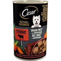 Produktbild von Cesar Natural Goodness Nassfutter für ausgewachsene Hunde Rind in Paté mit Stückchen in Sauce getreidefrei 12 x 400g Dose - 12 x 400 g