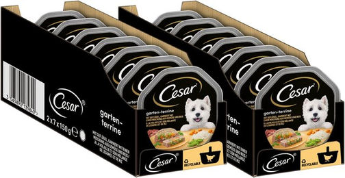 Cesar Schale Garten-Terrine Geflügel mit Gemüse und Reis Nassfutter für Hunde Adult 14 x 150g – Bild 1 von 2