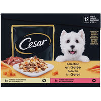 Produktbild von Cesar Selection Hundefutter Stückchen in Gelee Huhn und Rind 12 x 100 g