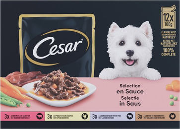 Cesar Selection Hundefutter Stückchen in Sauce Huhn und Rind Multipack 12 x 100 g – Bild 1 von 4
