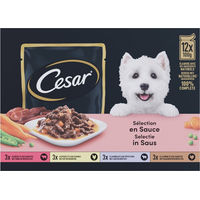 Produktbild von Cesar Selection Hundefutter Stückchen in Sauce Huhn und Rind Multipack 12 x 100 g