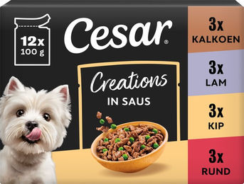 Cesar Selection Hundefutter Stückchen in Sauce Huhn und Rind Multipack 12 x 100 g – Bild 1 von 2