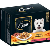 Produktbild von CESAR Selektion Hundefutter Stückchen in Gelee Huhn Rind und Gemüse 72x100g