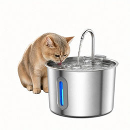 Cetipaw Katzen Trinkbrunnen aus Edelstahl mit LED und leiser Pumpe 2,2L inklusive 2 Filter – Bild 1 von 2