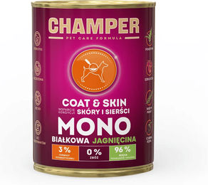 Produktbild von CHAMPER Coat Skin Hundefutter Lammfleisch-Monoprotein Stückchen in Sauce getreidefrei hypoallergen 400 g