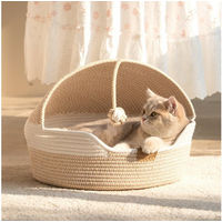 Produktbild von CheerPals 2-in-1 Katzenhöhle und Katzenbett geflochten mit waschbarem Kissen aus Polyester für alle Altersstufen