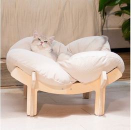 CheerPals Hundekorb und Katzenbett in Blumenform Beige aus Polyester für kleine Tiere – Bild 1 von 3