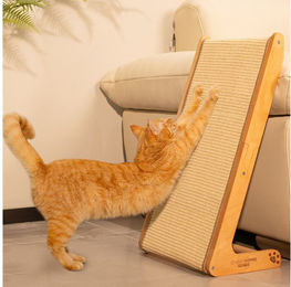 CheerPals Katzen Kratzbrett aus massivem Buchenholz mit Sisal in L-Form 63cm – Bild 1 von 2