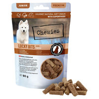 Produktbild von Chewies Lucky Bits Junior Belohnungssnack Huhn getreidefrei und ohne Zucker 80 g - 6 x 80 g