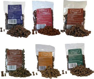 Produktbild von Chewies Mini Knöchelchen Belohnungssnack Mixpaket 6 Sorten ohne Zucker 12 x 125 g - 12 x 125 g