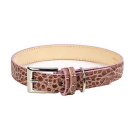Chiccheria Hunde-Halsband aus Leder in Kroko-Optik Rosé 32-40 cm – Bild 1 von 4