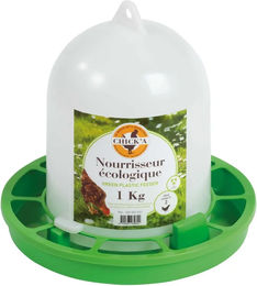 Chick'A Bio Futterautomat für Hühner und Wachteln weiß-grün aus Kunststoff 1 kg – Bild 1 von 5