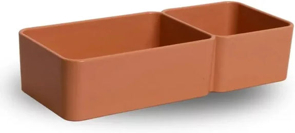 Produktbild von Chick'A Doppel-Futterbehälter für Kaninchen aus Kunststoff in Beige und Orange