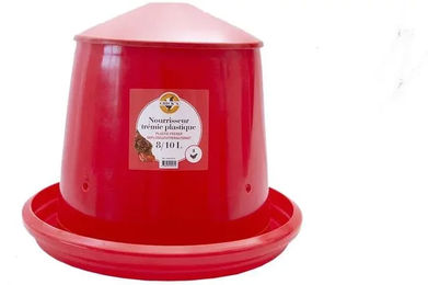 Chick'A Futtertrog für Geflügel mit Kunststofftrichter in Rot, 8-10 Liter – Bild 1 von 2
