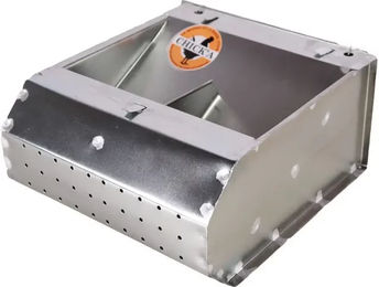 Produktbild von Chick'A Kaninchen-Futtertrog mit Trichter und 2 Abteilungen aus Metall in Silber