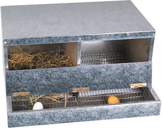 Produktbild von Chick'A Legenest Pondoir mit 2 Fächern aus Metall in Silber und Grau für Hühner