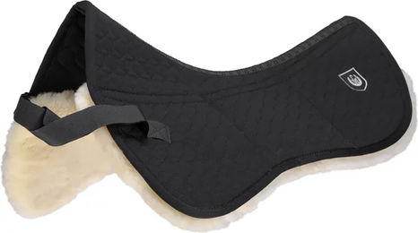 CHRIST Sattelpad Ultra XH Triple Plus aus echtem Lammfell mit hohem Widerrist und Tripletasche Schwarz Warmblut – Bild 1 von 6