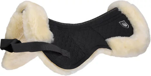 Christ Ultra Sattelpad Rand mit Doppeltasche aus echtem Lammfell Schwarz Warmblut – Bild 1 von 7