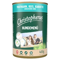 Produktbild von Christopherus Hundemenü Adult mit Truthahn und Huhn in Sauce, hoher Fleischanteil, 6x 400 g - 6 x 400 g