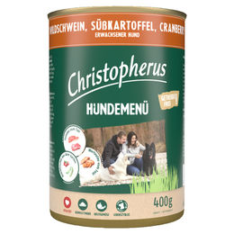 Christopherus Hundemenü Adult mit Wildschwein und Rind in Soße, glutenfrei, 6x 400 g - 6 x 400 g – Bild 1 von 3